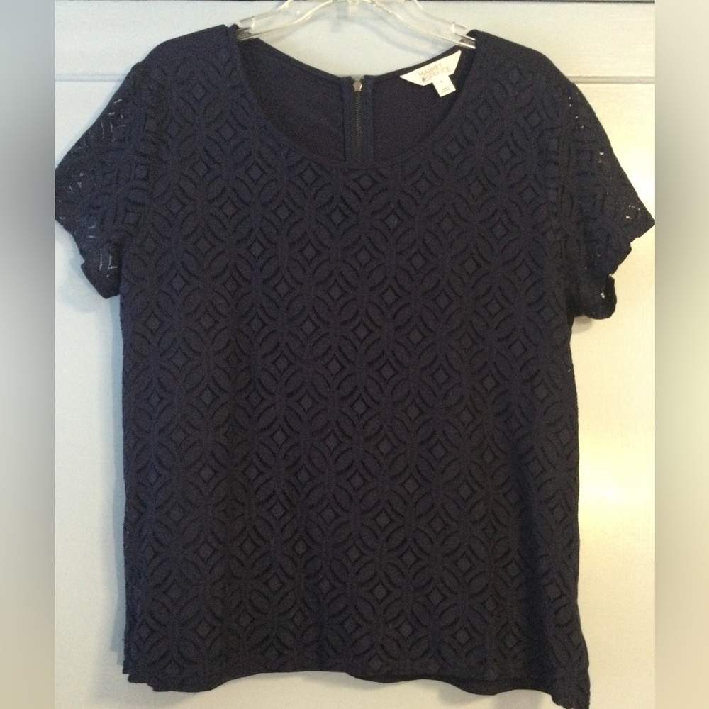 Market and Spruce short sleeve dressy tee, navy, size XL